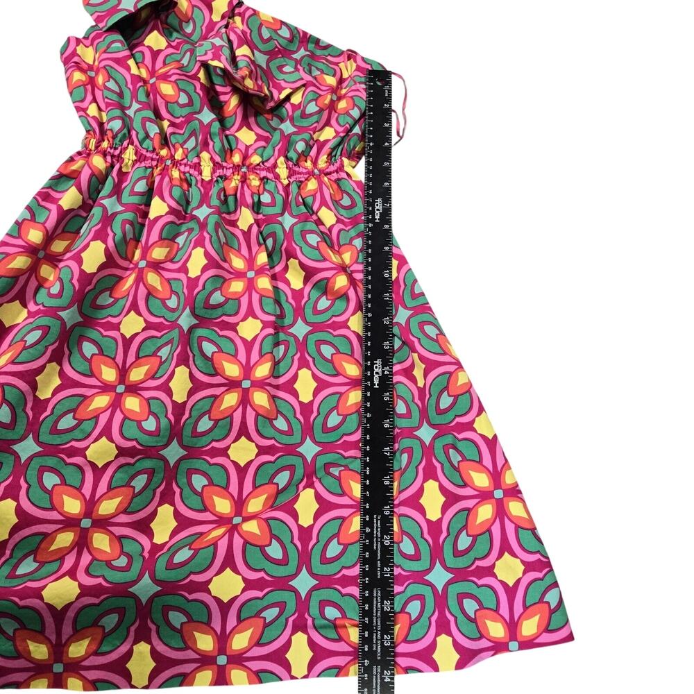 Ellen Ollie Sz 4 One Shoulder Dress Bow Bright Pink 80s 90s Southern Fit Flare - Picture 12 of 13